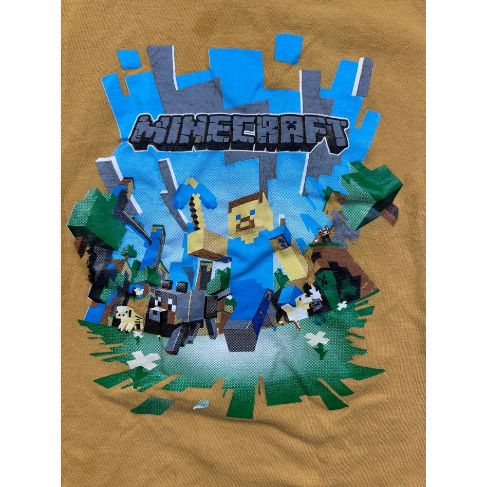 Minecraft Youth Boys Large T-Shirt Gold Mustard Steve‎ Graphic Delta Pro Weight